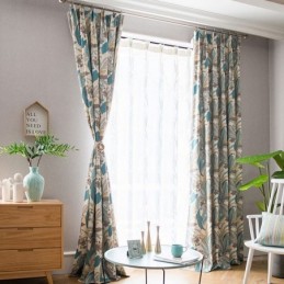 Rideaux Occultants Nordiques En Coton Imprimé Végétal Pour Salon Et Chambre À Coucher