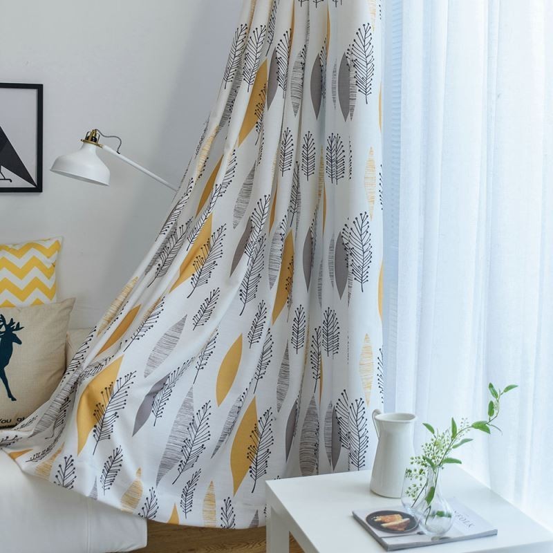 Rideau Occultant Écologique Sur Mesure, Style Américain, Imprimé Feuilles, Pour Chambre À Coucher