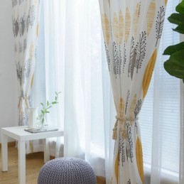 Rideau Occultant Écologique Sur Mesure, Style Américain, Imprimé Feuilles, Pour Chambre À Coucher