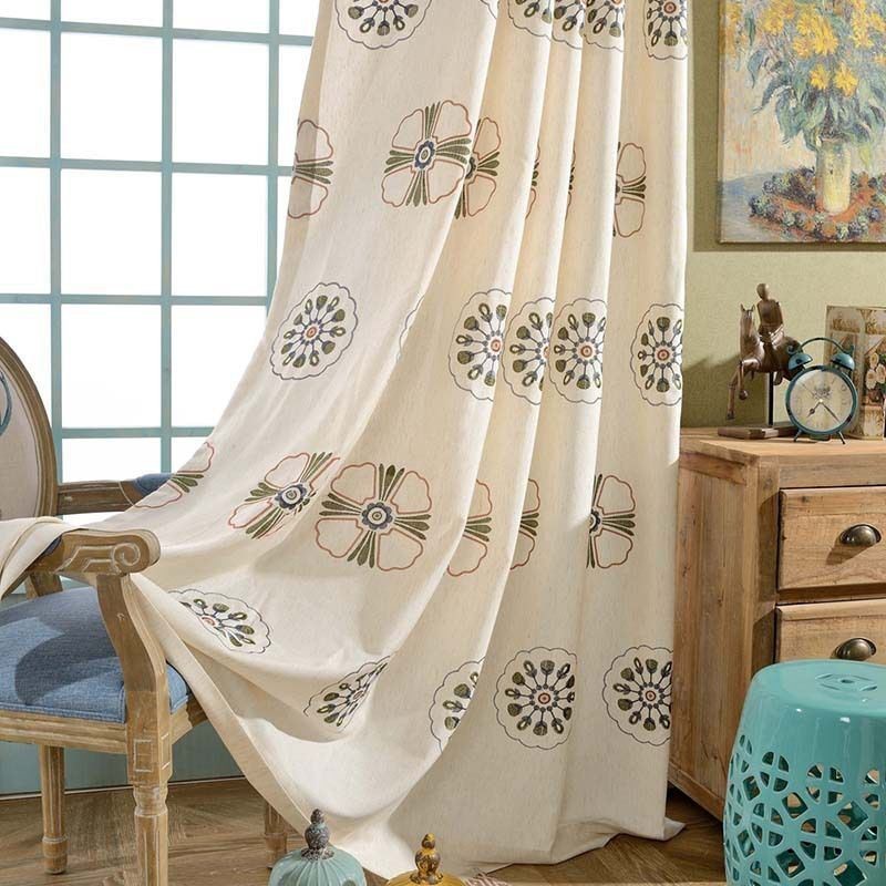 Rideaux Occultants De Style Nordique En Polycoton Brodé De Fleurs Pour Salon Et Chambre À Coucher