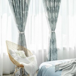 Rideau Occultant Nordique Sur Mesure, Imprimé Feuilles, Pour Salon Et Chambre À Coucher