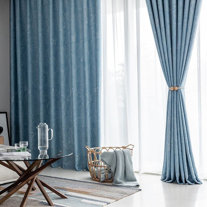 Rideau Occultant Nordique Sur Mesure Pour Salon Et Chambre À Coucher, Imprimé Feuilles