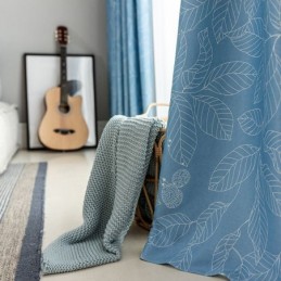 Rideau Occultant Nordique Sur Mesure Pour Salon Et Chambre À Coucher, Imprimé Feuilles