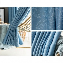 Rideau Occultant Nordique Sur Mesure Pour Salon Et Chambre À Coucher, Imprimé Feuilles