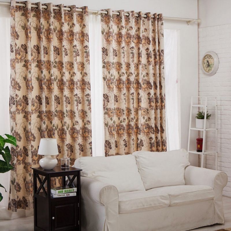 Rideaux Occultants De Style Américain En Coton Imprimé Floral Pour Fenêtre