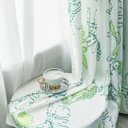 Rideau Occultant À Imprimé Feuilles Nordiques, Sur Mesure, Pour Salon Et Chambre À Coucher