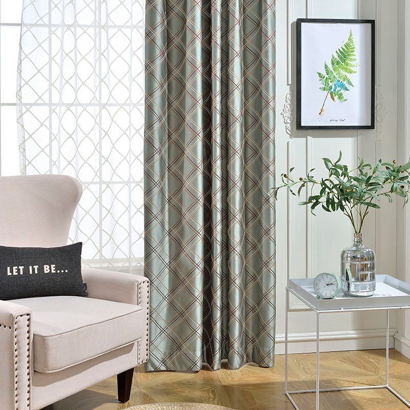 Rideau Occultant Nordique Sur Mesure En Jacquard Losange Pour Salon Et Chambre À Coucher