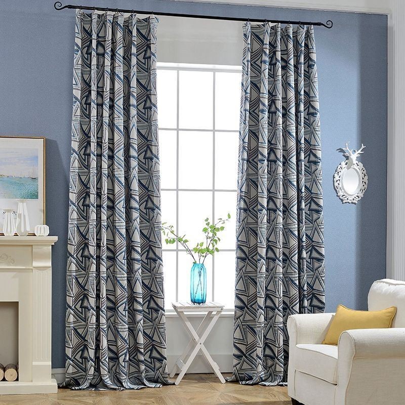 Rideau Occultant En Lin Sur Mesure, Motif Géométrique Nordique En Jacquard, Pour Salon Et Chambre À Coucher