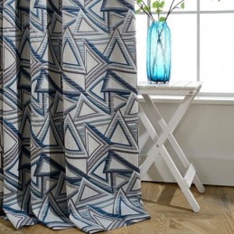 Rideau Occultant En Lin Sur Mesure, Motif Géométrique Nordique En Jacquard, Pour Salon Et Chambre À Coucher