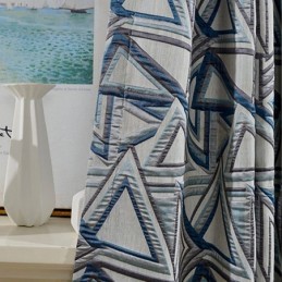 Rideau Occultant En Lin Sur Mesure, Motif Géométrique Nordique En Jacquard, Pour Salon Et Chambre À Coucher