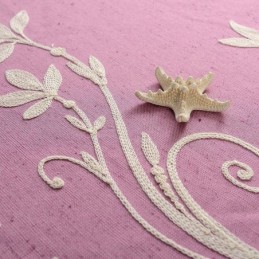 Rideau Occultant Nordic Wind Sur Mesure En Coton Et Lin Brodé De Plantes