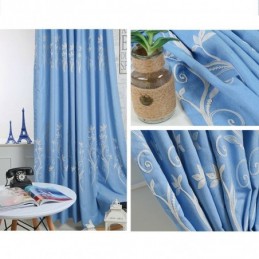 Rideau Occultant Nordic Wind Sur Mesure En Coton Et Lin Brodé De Plantes