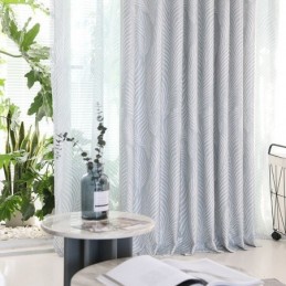 Rideau Occultant Imprimé Feuilles Sur Mesure Style Nordique Pour Salon Et Chambre À Coucher