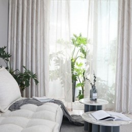 Rideau Occultant Imprimé Feuilles Sur Mesure Style Nordique Pour Salon Et Chambre À Coucher