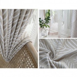Rideau Occultant Imprimé Feuilles Sur Mesure Style Nordique Pour Salon Et Chambre À Coucher