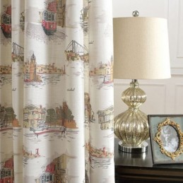 Rideaux Occultants En Lin Nordique Imprimés Urbains Pour Salon Et Chambre À Coucher