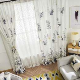 Rideau Occultant Nordique Sur Mesure, Imprimé Feuilles, Pour Salon Et Chambre À Coucher