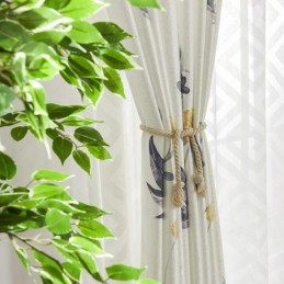 Rideau Occultant Nordique Sur Mesure, Imprimé Feuilles, Pour Salon Et Chambre À Coucher