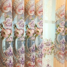 Rideau En Chenille De Luxe Sur Mesure, Brodé À Fleurs, Pour Salon Et Chambre À Coucher