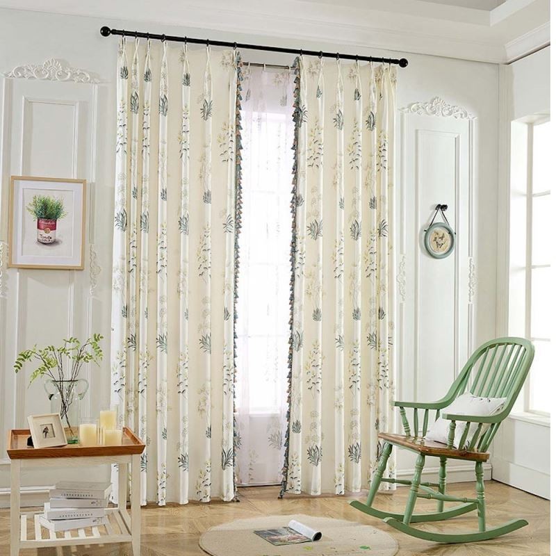 Rideau Semi-Occultant Rétro Rural Sur Mesure, Imprimé Floral, Pour Salon