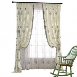 Rideau Semi-Occultant Rétro Rural Sur Mesure, Imprimé Floral, Pour Salon