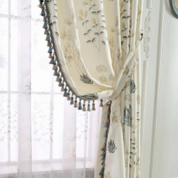 Rideau Semi-Occultant Rétro Rural Sur Mesure, Imprimé Floral, Pour Salon