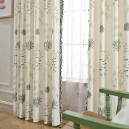 Rideau Semi-Occultant Rétro Rural Sur Mesure, Imprimé Floral, Pour Salon