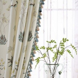 Rideau Semi-Occultant Rétro Rural Sur Mesure, Imprimé Floral, Pour Salon