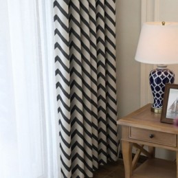 Rideaux Jacquard De Luxe Occultants À Rayures Ondulées Pour Salon