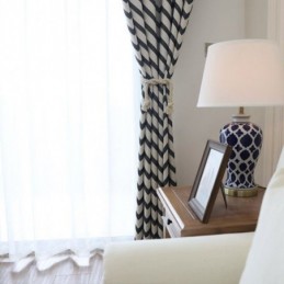 Rideaux Jacquard De Luxe Occultants À Rayures Ondulées Pour Salon