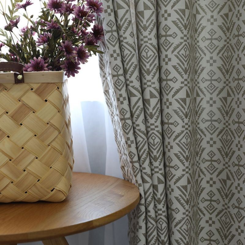Rideaux Jacquard De Luxe Occultants Géométriques Pour Salon