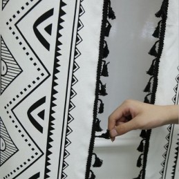 Rideau De Style Bohème Sur Mesure, Imprimé À Pompons Géométriques, Pour Chambre À Coucher, Salon