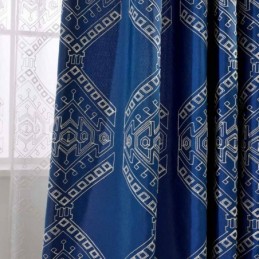 Rideau Occultant Moderne Sur Mesure Avec Broderie Géométrique Pour Chambre À Coucher