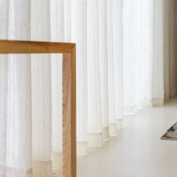 Rideaux Transparents En Jacquard À Rayures Et Tulle Uni Pour Salon