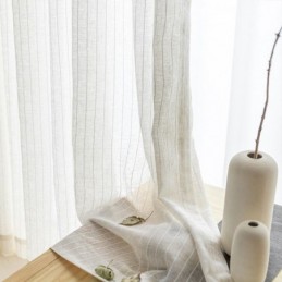 Rideaux Transparents En Jacquard À Rayures Et Tulle Uni Pour Salon