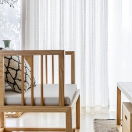 Rideaux Transparents En Jacquard À Rayures Et Tulle Uni Pour Salon