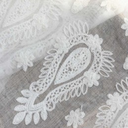 Rideau Transparent Respirant Sur Mesure, Blanc, Broderie Assortie, Pour Salon