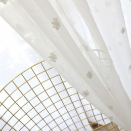 Rideau Transparent Respirant Sur Mesure, Blanc, Broderie Assortie, Pour Salon