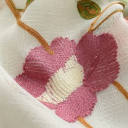 Rideau En Voile Minimaliste Moderne Sur Mesure, Panneau De Rideau En Lin Transparent Avec Broderie De Feuilles Roses