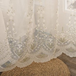 Rideau Décoratif Transparent Sur Mesure En Tulle Brodé De Plantes Pour Salon Et Chambre À Coucher