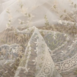 Rideau Décoratif Transparent Sur Mesure En Tulle Brodé De Plantes Pour Salon Et Chambre À Coucher