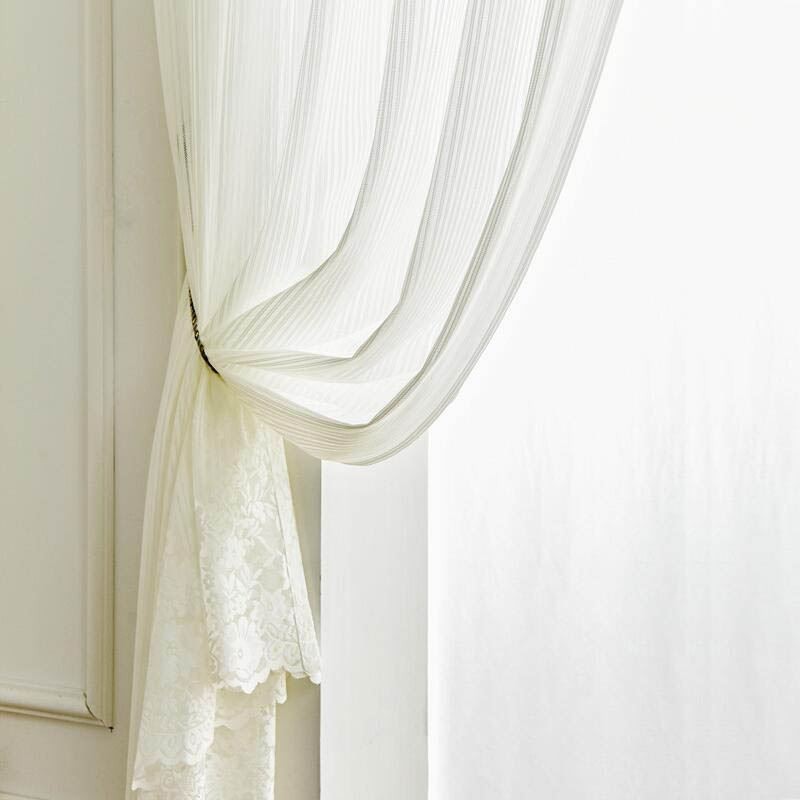 Rideau Transparent En Dentelle De Couleur Unie Sur Mesure, Panneau De Rideau En Voile Pour Baie Vitrée De Chambre À Coucher