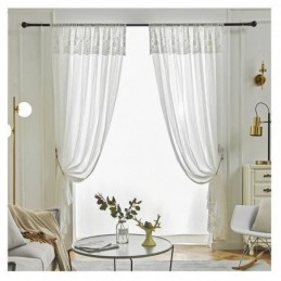 Rideau Transparent En Dentelle De Couleur Unie Sur Mesure, Panneau De Rideau En Voile Pour Baie Vitrée De Chambre À Coucher