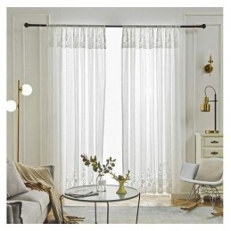 Rideau Transparent En Dentelle De Couleur Unie Sur Mesure, Panneau De Rideau En Voile Pour Baie Vitrée De Chambre À Coucher