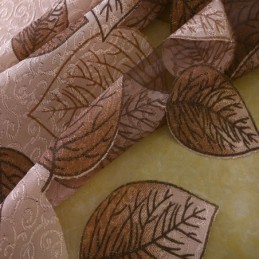 Rideau En Voile Minimaliste Sur Mesure, Motif Feuilles Rafraîchissantes En Jacquard