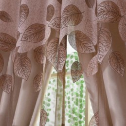 Rideau En Voile Minimaliste Sur Mesure, Motif Feuilles Rafraîchissantes En Jacquard