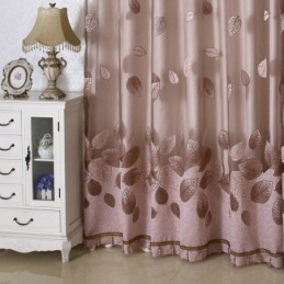 Rideau En Voile Minimaliste Sur Mesure, Motif Feuilles Rafraîchissantes En Jacquard