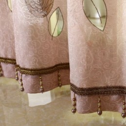 Rideau En Voile Minimaliste Sur Mesure, Motif Feuilles Rafraîchissantes En Jacquard