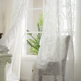 Rideau Transparent Brodé Européen, Rideau Sur Mesure En Tulle Blanc Pour Salon Et Chambre À Coucher