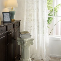 Rideau Transparent Brodé Européen, Rideau Sur Mesure En Tulle Blanc Pour Salon Et Chambre À Coucher